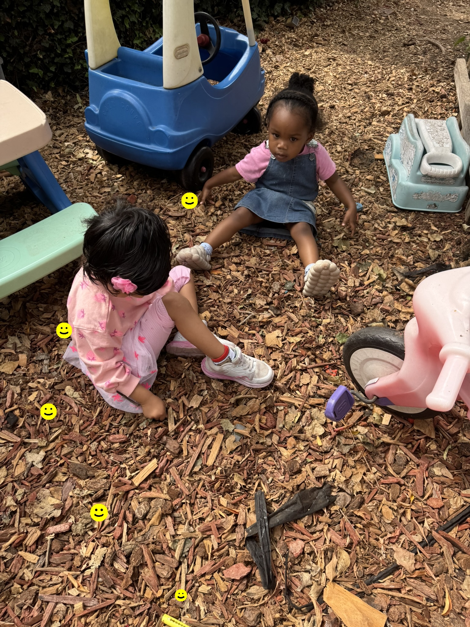 Child playing outdoors in the garden area